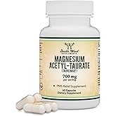 Magnesium Acetyl-Taurate (ATA MG, TauroMag) Novel and Patented Form of Magnesium for PMS and Cramp Relief (60 Capsules, 350mg) PMS Relief Magnesium Supplement by Double Wood Supplements