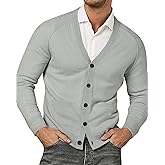 Runcati Mens Cardigan Sweaters V Neck Button Down Long Sleeve Casual Cardigan Slim Fit Knit Sweater with Pockets