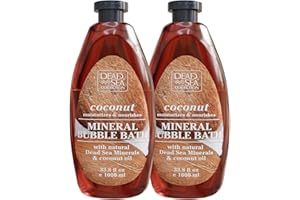 Dead Sea Collection Bubble Bath with Coconut for Women and Men - Coconut Oil and Pure Dead Sea Minerals - Nourishing and Moisturizing Skin - Pack of 2 (67.6 fl.oz)