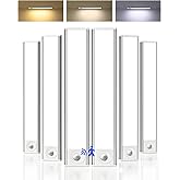 6-Pack Under Cabinet Lighting, 34 LED Rechargeable Battery Motion Sensor Light Indoor, Dimmable & 3 Color Temps, Stick-On Mag
