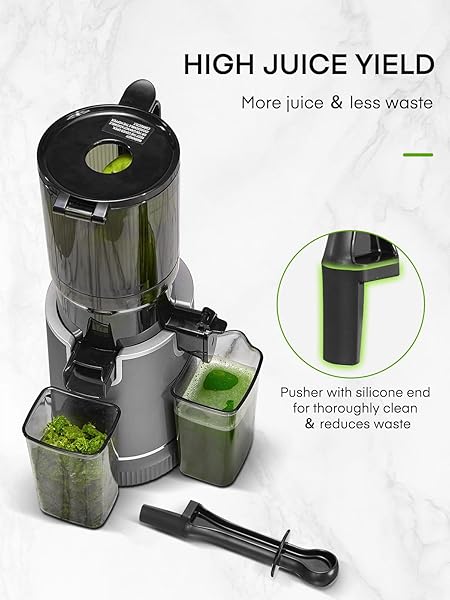 JUICER MACHINES, 5.4″ EXTRA LARGE FEED CHUTE FIT WHOLE FRUITS & VEGETABLES, SLOW MASTICATING COLD PRESS JUICER EASY TO CLEAN, 250W, HIGH JUICE YIELD