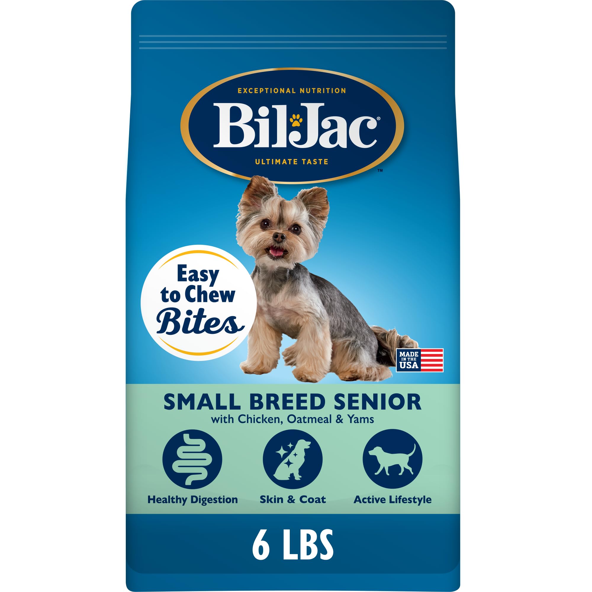 Bil-Jac Small Breed Senior Dry Dog Food, Chicken, Oatmeal & Yam, 6 lb Image