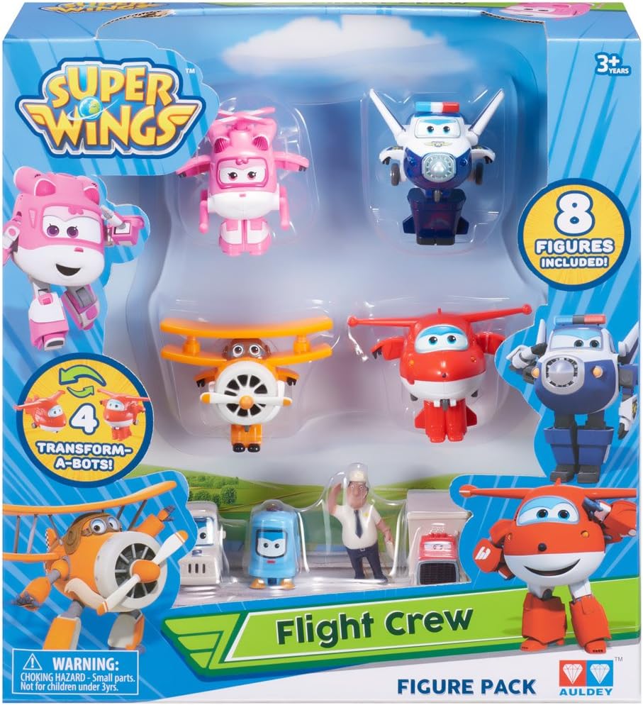 Super Wings World Airport Flight Crew Figure Pack - Jett, Paul, Grand Albert and Dizzy
