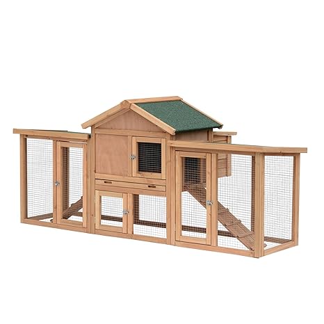 Pawhut 80 Large Wooden Chicken Coop Backyard Hen Cage House Poultry Wnesting Box Run