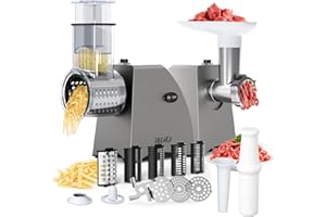 EBEAKA 2 in 1 Electric Cheese Grater and Meat Grinder for Home Use, Kube Maker, Sausage Maker, Fruit, Vegetable Slicer, Cheese Shredder for Block Cheese, Salad Maker