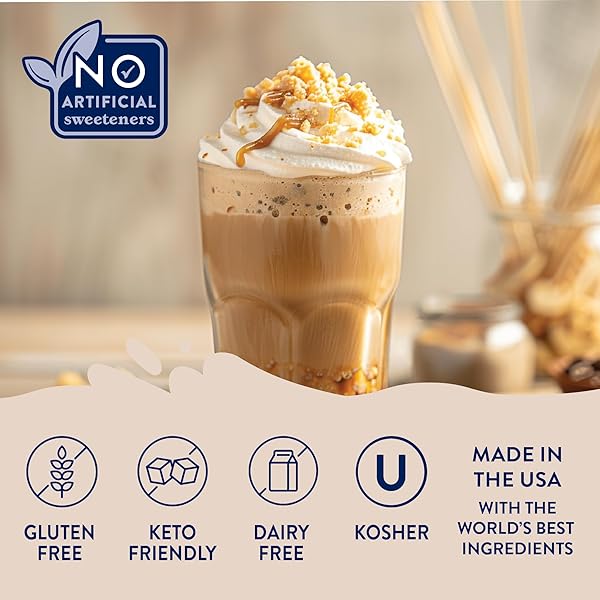 JORDAN’S SKINNY MIXES SUGAR FREE COFFEE SYRUP, SALTED CARAMEL COFFEE FLAVORING SYRUP, NATURALLY SWEETENED ZERO CALORIE DRINK MIX, LATTES, BAKING OR PROTEIN SHAKE, DAIRY & GLUTEN FREE, 12.7 FL OZ