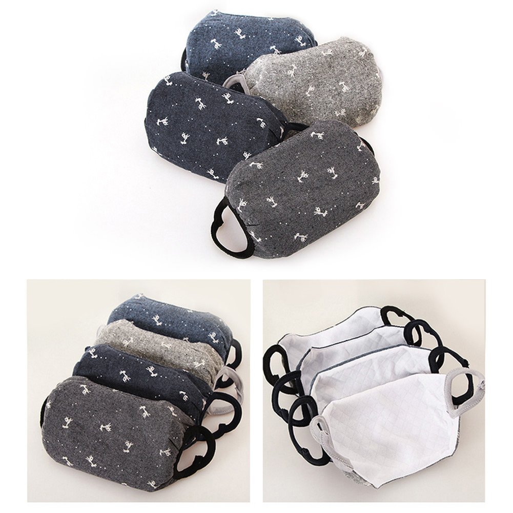 NKTM 4 Pack Unisex Cotton Mask Anti-dust Washable Reusable Mouth-muffle Windproof Protective Face Respirator for Winter One Size Fits Most