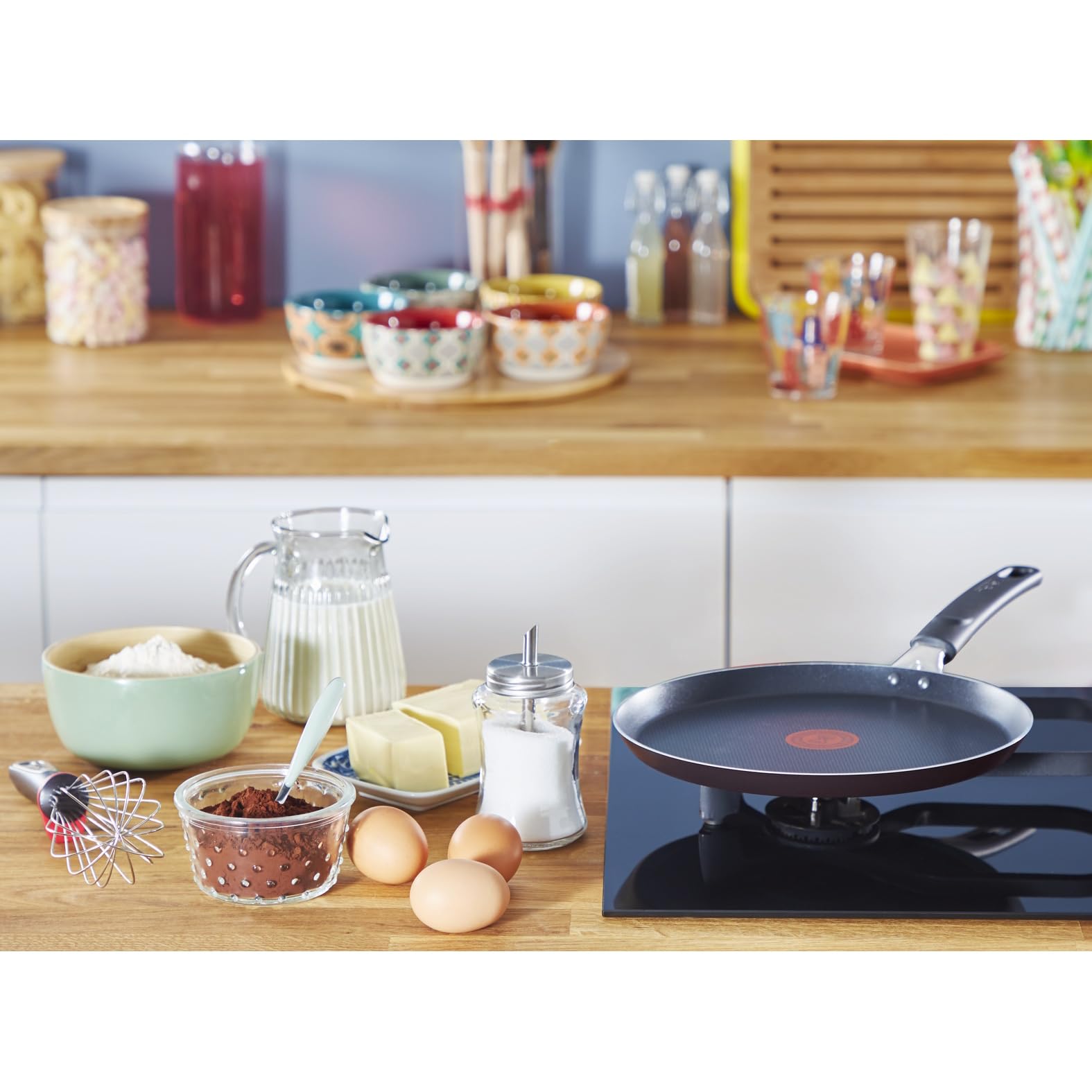 Tefal Easy Cook & Clean Crêpe-Pfanne 25 cm, Pancake Pfanne antihaftbeschichtet, Thermo-Signal bei idealer Brattemperatur, NICHT induktionsgeeignet, Pfannkuchen, Made in France, Schwarz, B5550933 5