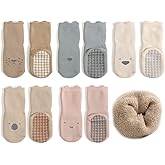 Exegawe Baby Non Slip Socks Winter 5 Pairs Kid Thick Warm Crew Socks with Grips