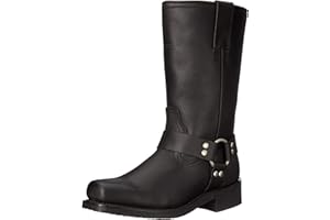 AD TEC RIDETECS Mens 13in Harness Straps Heavy Duty Oiled Leather Motorcycle Boots, Black - Waterproof, Soft Toe, and Heel Motocross Boots For Men