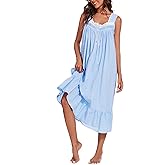 AVIIER 100% Cotton Nightgowns for Women Sleeveless Sleep Dress Ladies Gowns Sleepwear with Pockets