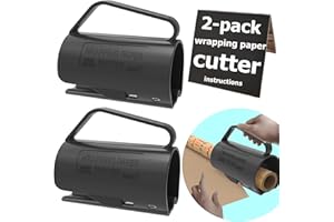 THMORT Wrapping Paper Roll Cutter with Handle (2-Pack) Push Cut Gift Birthday for Kids Boys and Girls Adults Man Woman Easy Sliding Wrap Holder Dispenser Clamp Tool Tube.