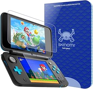 Skinomi Tech Glass Screen Protector Compatible with Nintendo 2DS XL (2X Top Glass and 2 Bottom PET Protectors) 9H Hardness Clear HD Ballistic Tempered Glass Shield