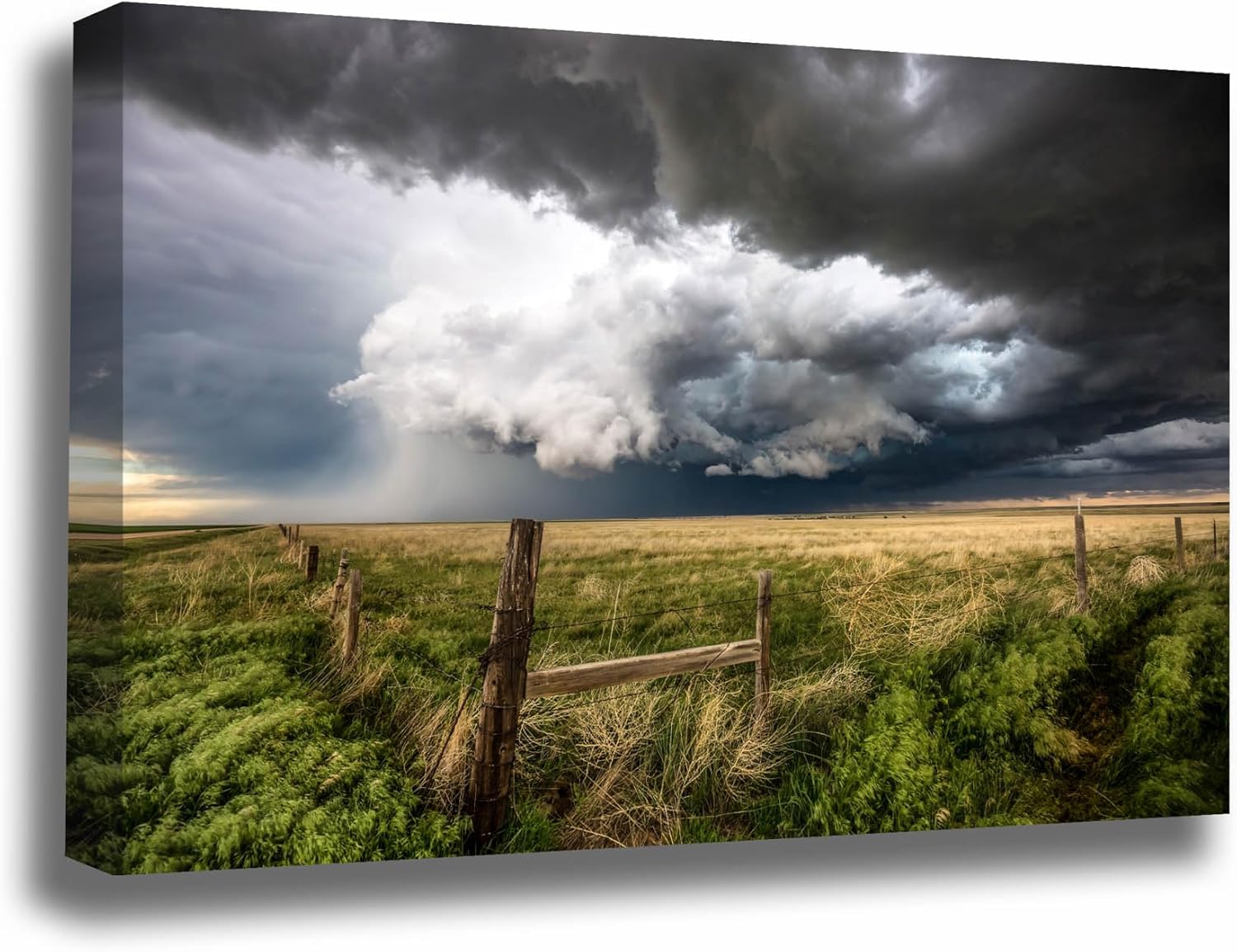 Photographs - Storm Canvas Wall Art (Ready to Hang) Gallery Wrap of Supercell Thunderstorm Over Prairie on Spring Day in Colorado Weather Photography Western Decor (1.5, 30