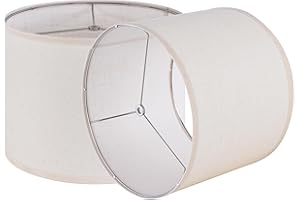 JERHOUS Cream Textured Drum Lamp Shades Set of 2 Medium Modern Lamp shade 13``Top x 13``Bottom x 10``High(Spider) Natural Linen Lampshade for Table Lamp & Bedside Lamp - Top and Bottom Self Trim