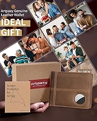 Mens Wallet With AirTag Holder, Bifold Leather RFID