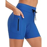 baleaf Women's 4D Padded Bike Shorts High Waisted Cycling Underwear Zipper Pockets for Bicycle Biking Cycle