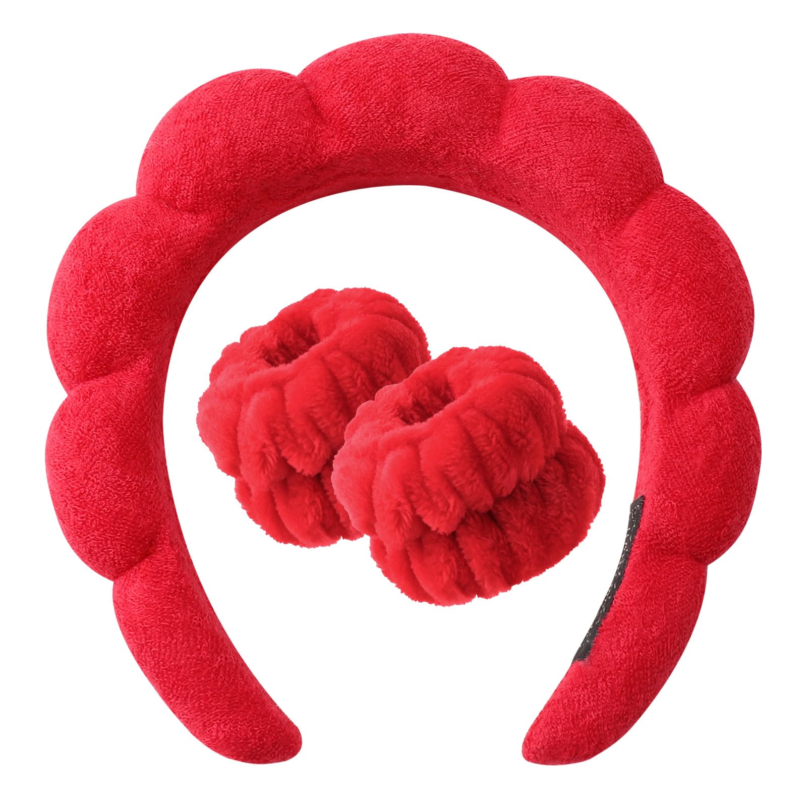 DRESHOW Spa Headband for Washing Face Wristband Set Sponge Soft Terry Cloth Makeup Skincare Non Slip Headband for Women