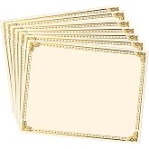 Chinco 50 Pieces Gold Foil Certificate Paper 11x8.5 Inch, White | Blank Award Sheets for Recognition and Appreciation, Thick Quality, Compatible with Laser and Inkjet Printers