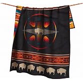 Pendleton Jacquard Napped Throw Blanket 64" x 80" - Wool Cotton, Reversible | Lightweight, Soft, Wool Felt Binding, Packable, Big Medicine Oxford