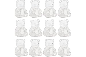 Reusable Bear Containers - 12-Piece Cookie Jar Set, Cookie Jars, Refillable Storage with Lids, Clear Design with Bear Shape, 