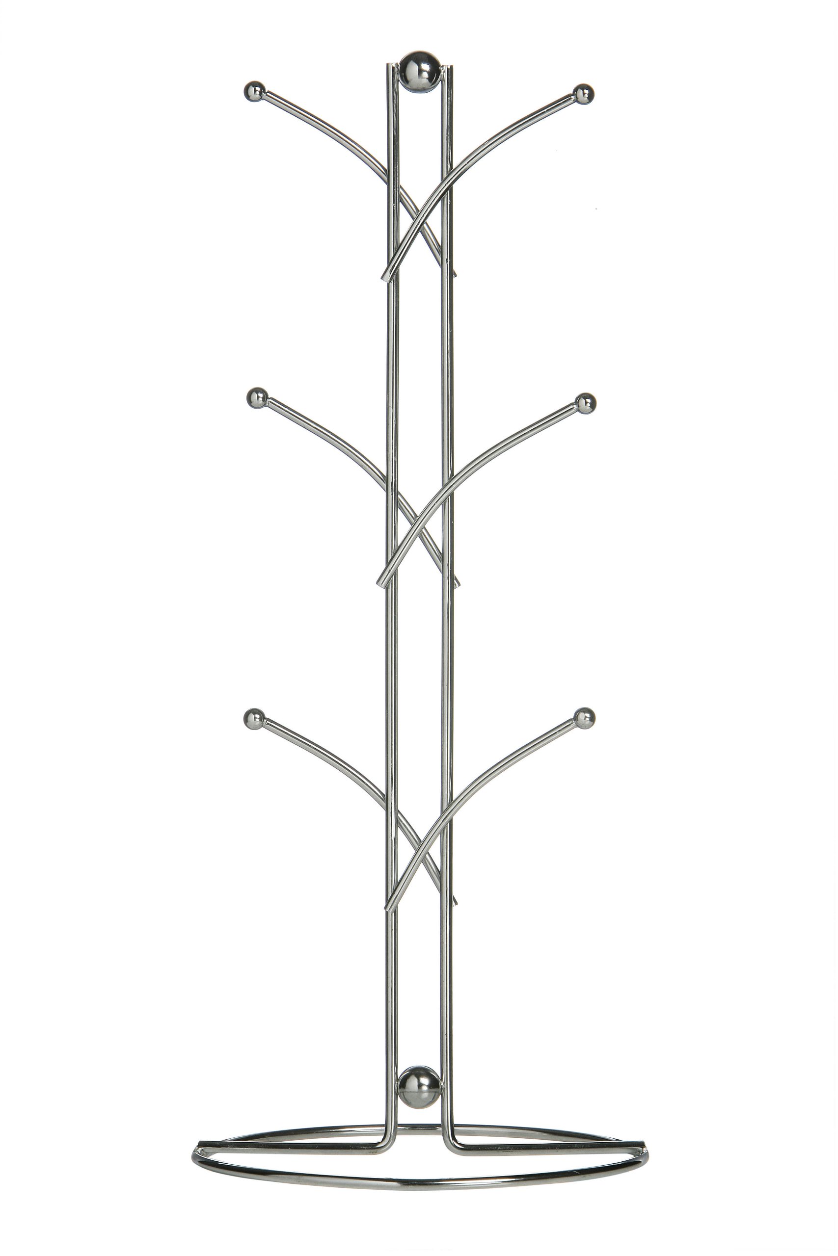 Premier Housewares 509612 6 Cup Mug Tree, 39 cm - Chrome , Silver