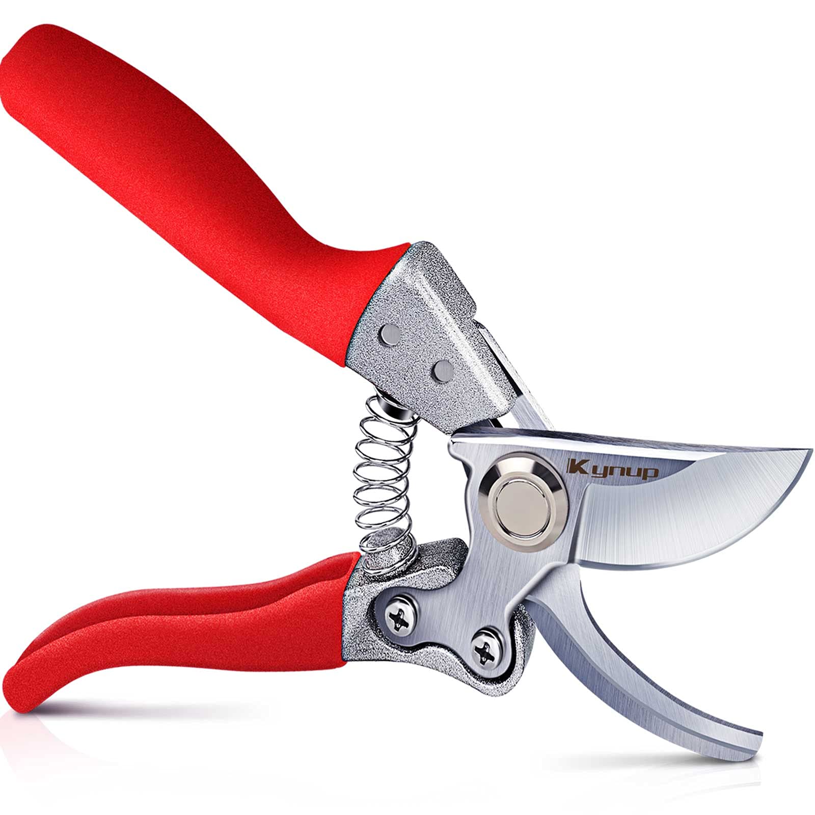 Kynup 8.6" Gardening Shears, Professional Bypass Pruner Hand Shears, Tree Trimmers Secateurs, Hedge & Garden Shears, Clippers for Plants, Gardening, Trimming, Garden Tools (Red)