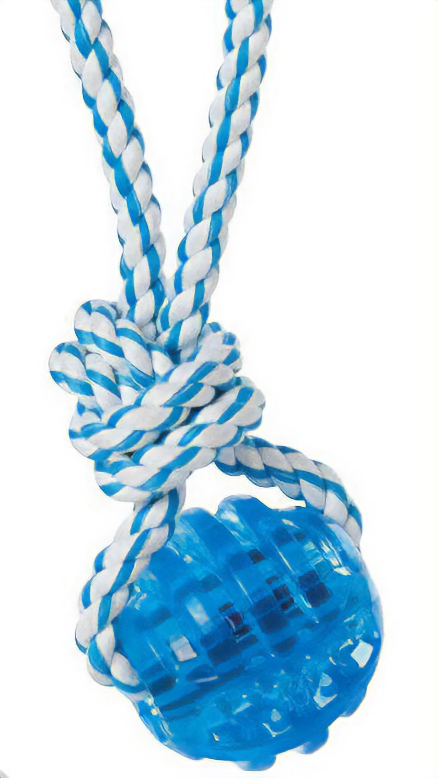 House of Paws Rubber and Rope Ball Thower Blue Dog Chew Toy for All Breed Sizes