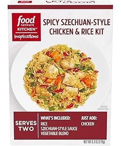 Food Network Kitchen Inspirations Spicy Szechuan Style Chicken & Rice Meal Kit! Includes Rice, Green Beans, Carrots, Red Peppers And Szechuan Sauce! Easy Homemade Chicken & Fried Rice Dinner Kit! (1)