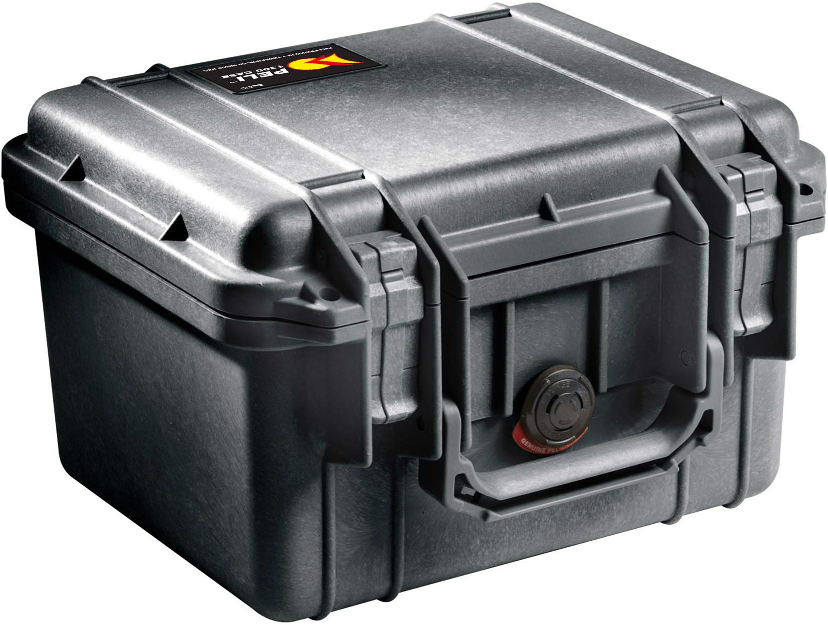 PELI 1300 Impact Resistant Camera Case, IP67 Watertight, 17L Capacity, Made in US, No Foam, Black