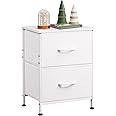 WLIVE White Nightstand, 2 Drawer Dresser for Bedroom, Small Night Stand with Fabric Drawers, Bedside Furniture, End Table for Bedroom, Closet, Entryway, College Dorm