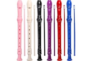 ZEAYEA 6 Pack Soprano Recorder Instrument, German Style Fingering 8 Hole Descant Flute, Detachable Descant Recorders with Cle