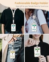 Uniclife Floral Sliding Badge Holder with Retractable Reel White Flower view 2