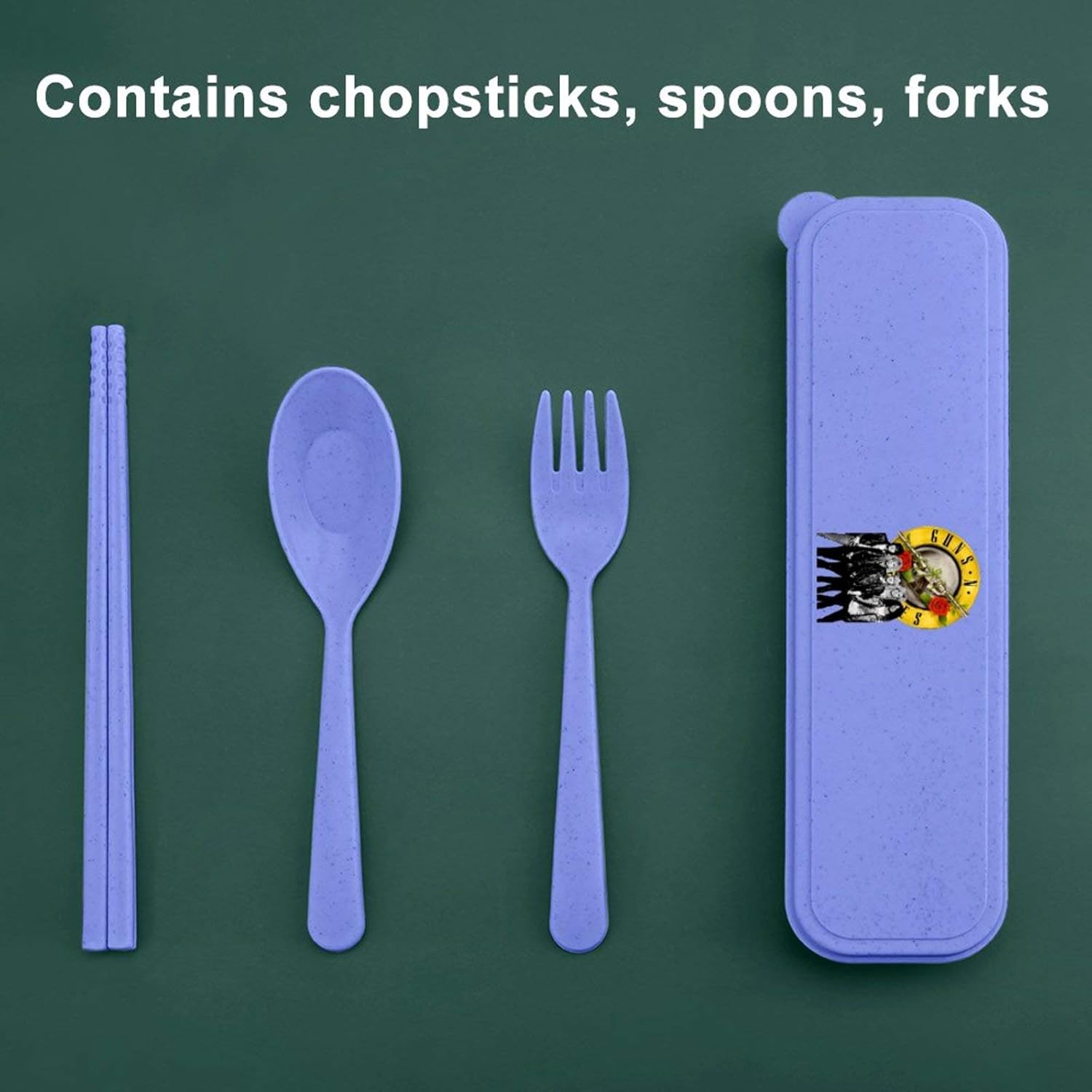 Amazon Co Jp Guns N Roses ガンズ アンド ローゼズ メンバーイラスト 食器セット ストロー材 環境に優しい 箸 フォーク スプーン 3点1セット 一人用 弁当 キュート 大人 キッズ 食洗機対応 家 旅行 外出活動 イベント 食器セットボックス 4色 ホーム キッチン