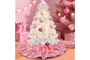 tiosggd Mini Blush Pink Ruffle Tree Skirt 24 inch, Small Christmas Tree Decorations Ornaments for Pencil Slim Tree, Candy Tab