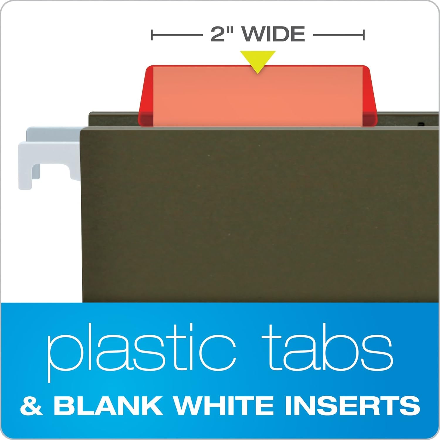 Pendaflex Insertable Plastic Tabs Hanging Folder Tabs, 2", Clear, 25 Tabs and Inserts per Pack (42) : File Tabs Plastic : Office Products