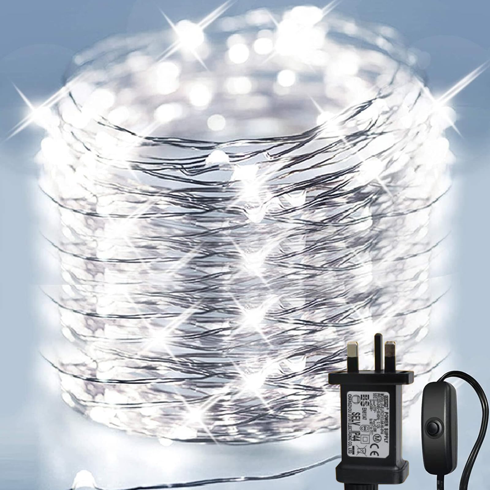 LiyuanQ LED Fairy Lights Mains Powered, 20m 200 LED Plug in Waterproof Fairy Lights for Party, Wedding, Christmas Tree, Bedroom, Indoor Outdoor Decoration (Cool White)