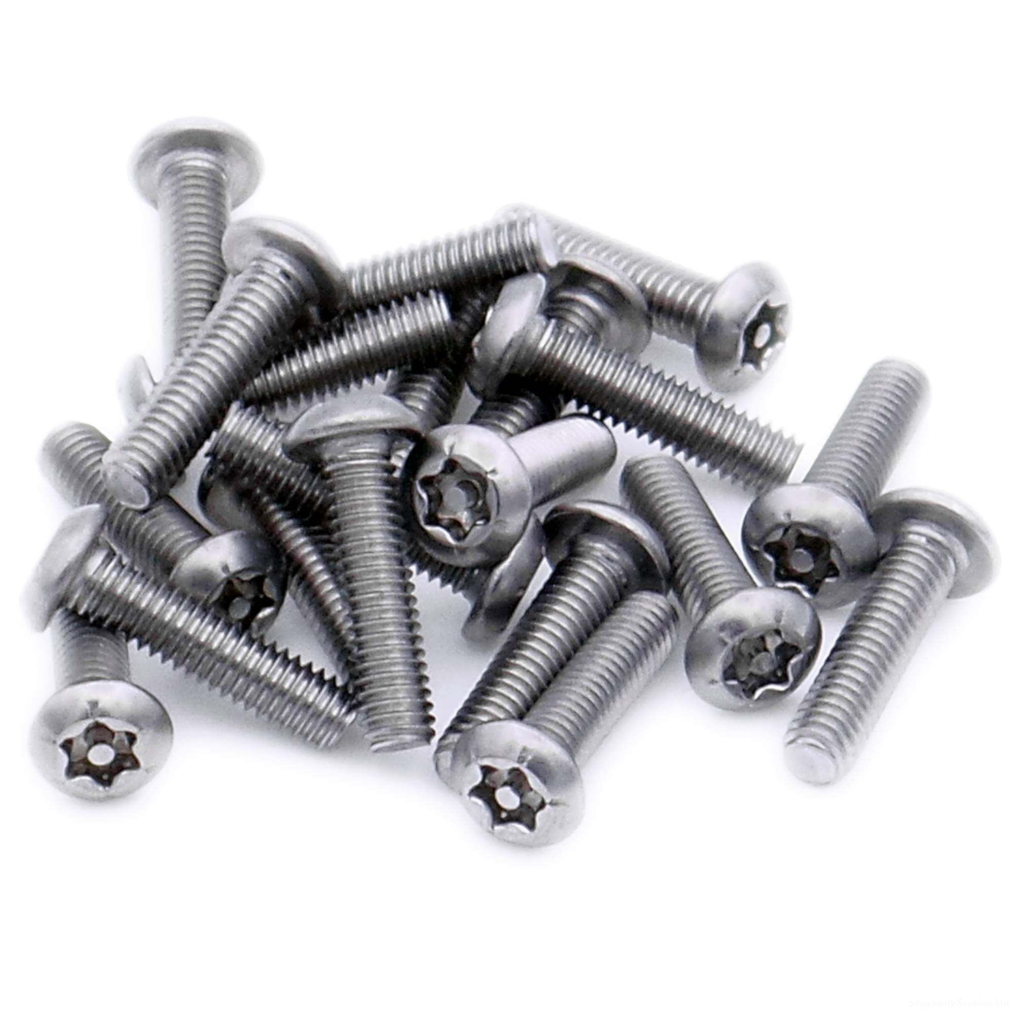 M3 (3mm x 20mm) TX Security Socket Button Machine Screw (Bolt) - Stainless Steel (A2) (Pack of 20)