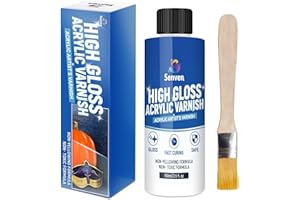 SENVEN Gloss Varnish for Acrylic Painting, Artist's Acrylic Varnish Kit, Non-Yellowing, Non-Toxic, Anti-Crazing, High Gloss Finish for Artwork, Acrylics Paint, Suitable for Pro Artists, Hobby Painter