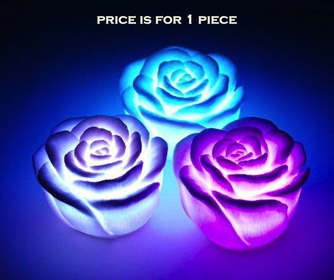 24X7 Emall Premium Led Rose ~ 7 Colour Changing Flower Night Light Lamp ~ Battery Powered
