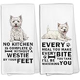 KTYHD Westie Dog Gifts Kitchen Hand Towels, Every Meal You Make Every Bite You Take Dish Towels for Kitchen,Westie Gifts for Women,Highland White Terrier Dog Hand Towel Decorative Set Home