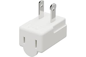 PLUGRAND Polarized 2-Prong L Type Adapter, Vertical Right Angled Down Angle AC Adapter with NEMA 1-15P USA Outlet Saver Extension High Heat Resistant 2Pin Design