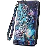 APHISON Wallet Women Large Capacity Clutch Purse For Ladies Card Holder RFID Wristlet Phone Zipper Coin Travel Pocket