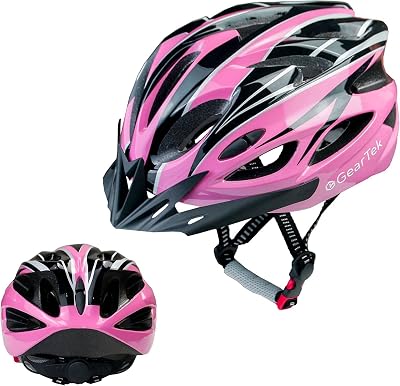 GearTek Bicycle Helmet With Sun Visor Lightweight Adjustable Unisex Pink/Black