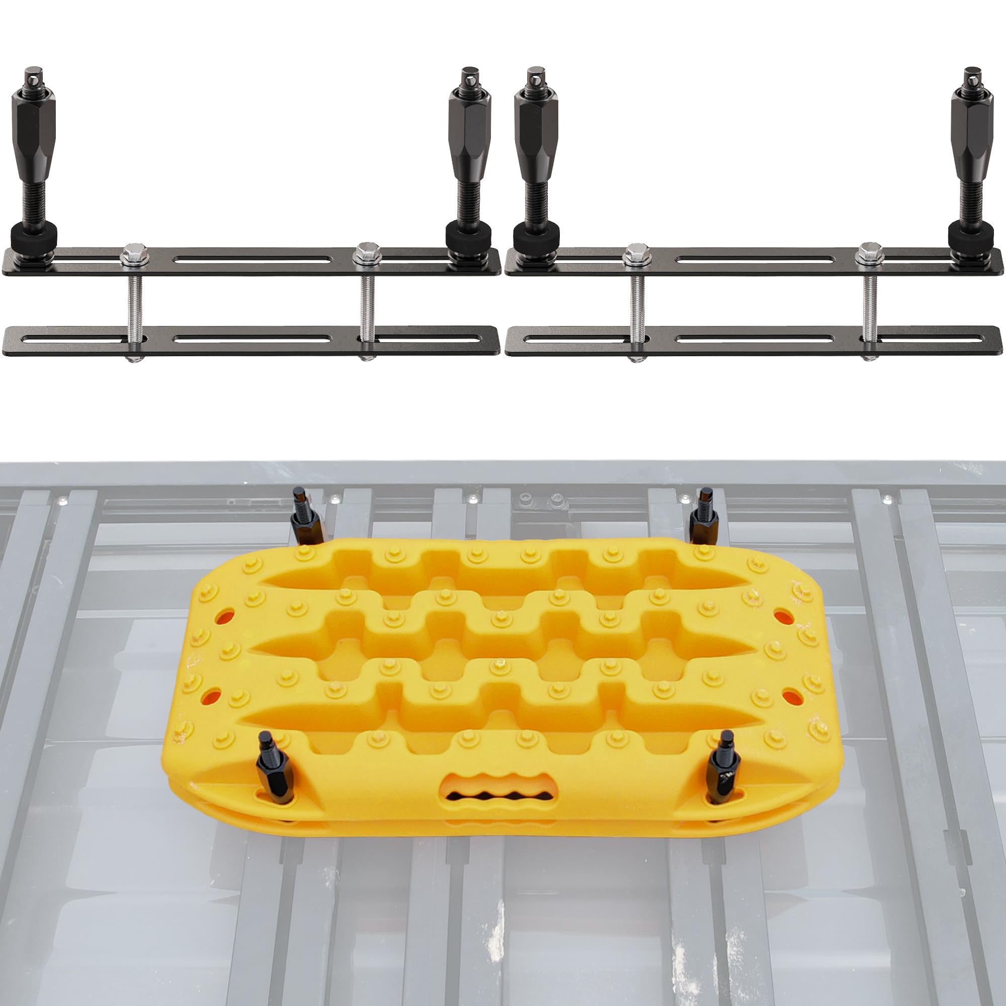 Photo 1 of SAMOUT Recovery Board Mount Kit, Universal Bracket for Traction Tracks, Adjustable DIY Lockable Pin Set for Roof Rack, Crossbar & Cargo Basket