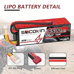 Socokin 4S Lipo Battery 5500mAh 14.8V 120C with T