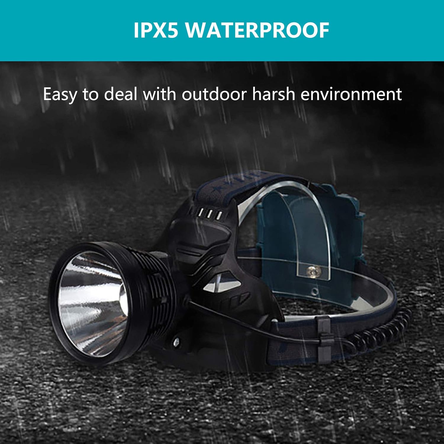 Professional LED Rechargeable Headlamps, Brightest 10000 Lumens Headlamps Flashlights for Adults with 4 Light Modes, IPX5 Waterproof, Warn Light, Adjustable Headlamps for Hunting/Running/Outdoors - - 