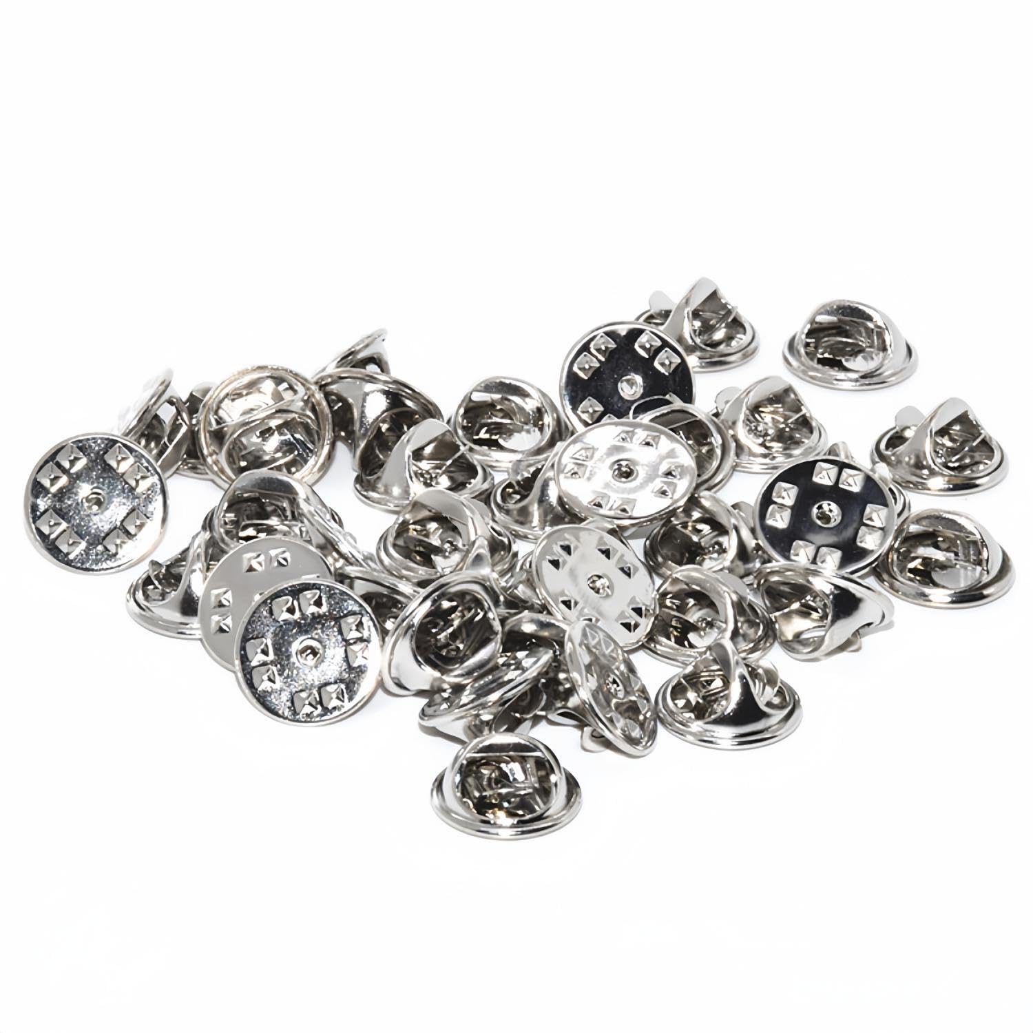 50 Pieces Lapel Butterfly Clutch Pin Backs - Metal Enamel Backing Replacement for Craft Making (Silver)