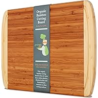 Greener Chef Extra Large Bamboo Cutting Board - Lifetime Replacement Cutting Boards for Kitchen - 18 x 12.5 Inch - Organic Wo