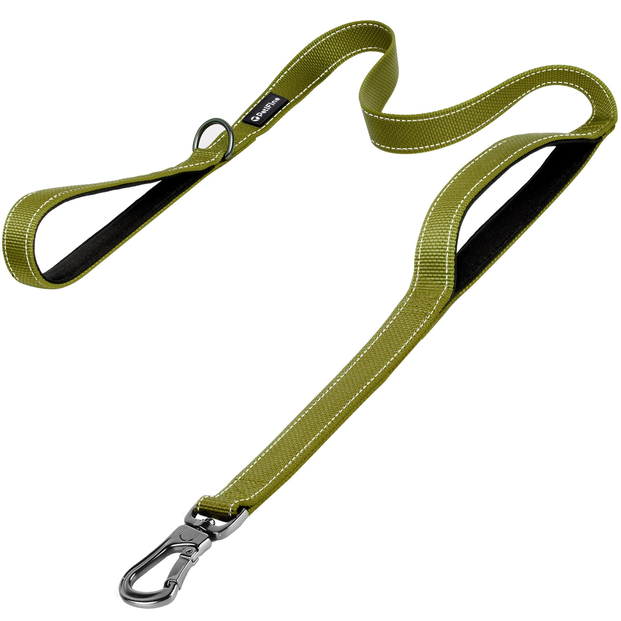 PetiFine 6 FT Reflective Dog Leash with Comfortable Dual Padded Handles for Control Safety Training, Walking Lead for Small Medium Large Dogs(Green)